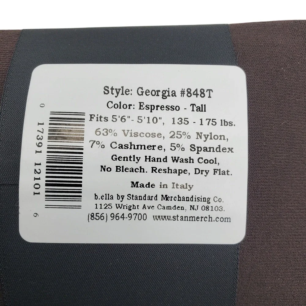 Brown Cashmere Blend Tights Espresso Ladies Size TALL B.ella Georgia Italian NWT